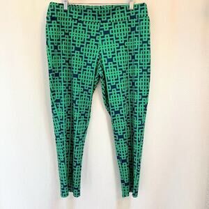 MUDPIE Women's Ankle Skinny Pants Pull On Navy & Green SZ Large (14-16)